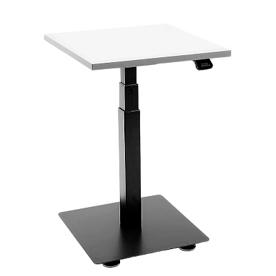 Стол с регулировкой высоты электрический LuxAlto на одной опоре черный/белый ЛДСП 60х60